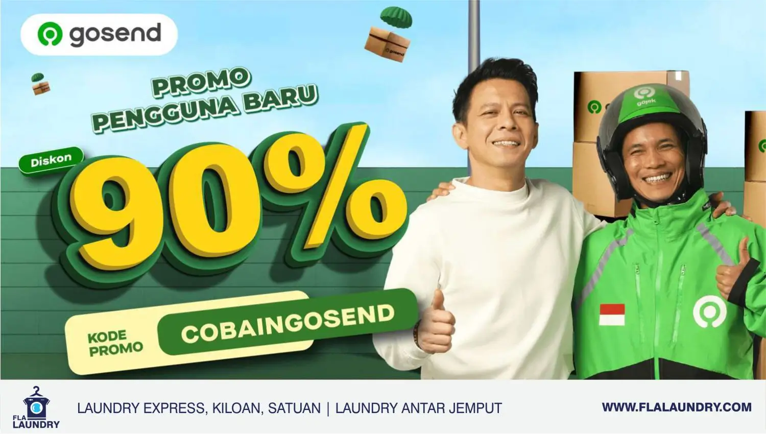 laundry express kilat satuan premium layanan laundry antar jemput menggunakan gojek gosend instant fla laundry jogja